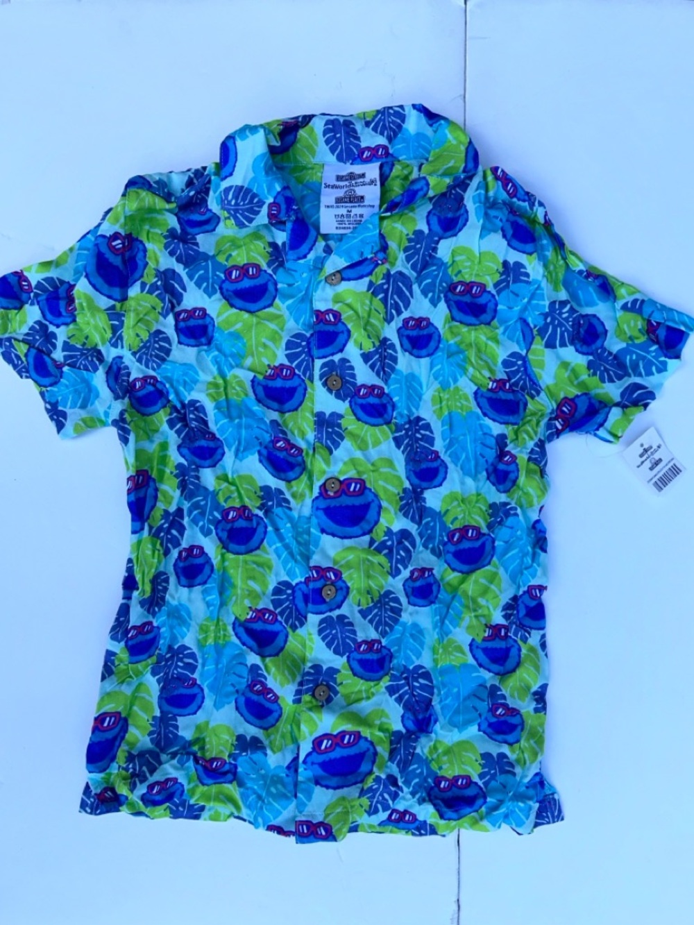 Tropical COOKIE MONSTER Button-Up Shirt